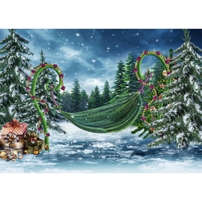 Winter Enchanted Forest Wonderland Hammock Christmas Stage Backdrop Decoration Prop Photography Background