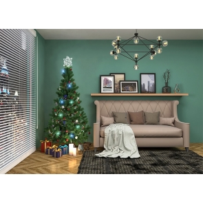 Indoor Living Room Christmas Tree Backdrop Stage Party Decoration Prop Background 