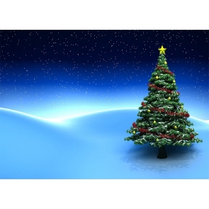 Snow Covered Under The Blue Night Sky Christmas Tree Backdrop Party Photography Background Decoration Prop