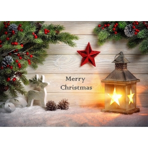 Retro Candlelight Five-Pointed Star Wood Wall Merry Christmas Backdrop Party Decoration Prop Background 