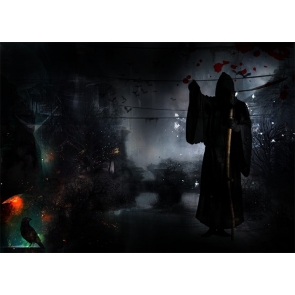 Scary Dark Mage Halloween Backdrop Party Photo Booth Photography Background Decoration Prop