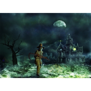 Terrifying Skull Graveyard Old Castle Halloween Party Backdrop Stage Decoration Prop Photography Background