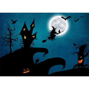 Terrifying Tree Monster Flying Witch Castle Halloween Backdrop Stage Party Decoration Prop Photography Background