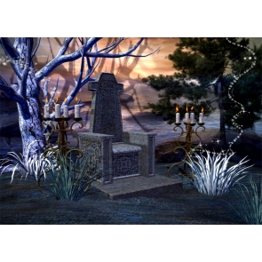 Terrifying Cemetery Backdrop Halloween Party Background Decoration Prop