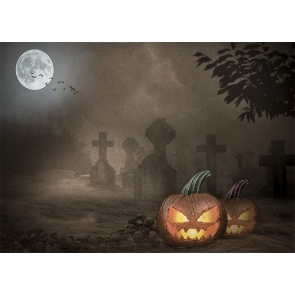 Terrifying Cemetery Graveyard Scary Pumpkin Halloween Backdrop Party Decoration Prop Photography Background