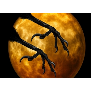 Gold Full Moon Scary Huge Crow Feet Halloween Party Backdrop Stage Decoration Prop Photography Background