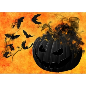 Gold Background Dark Terrifying Pumpkin Bat Halloween Party Backdrop Decoration Stage Photography Background