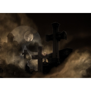 Terrifying Scary Cemetery Graveyard Backdrop Halloween Party Decoration Prop Photography Background