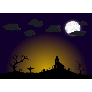 In The Full Moon Dark Castle Skull Halloween Party Backdrop Decoration Prop Background