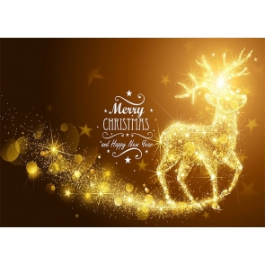 Gold Glitter Reindeer Happy New Year Merry Christmas Backdrop Party Photography Background