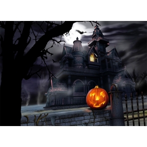 Dark Castle Scary Pumpkin Halloween Party Backdrop Decoration Photography Background