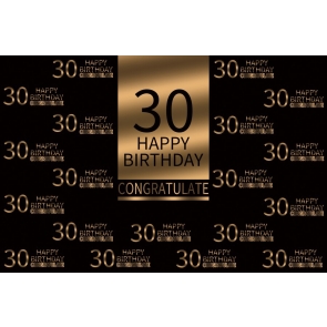 Congratulate Happy 30th Birthday Party Gold And Black Backdrop Photography Background