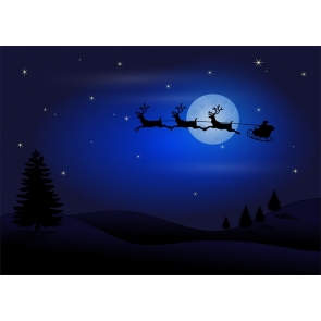 Night Sky Santa Claus Flying Sleigh Christmas Backdrops Stage Party Photography Background