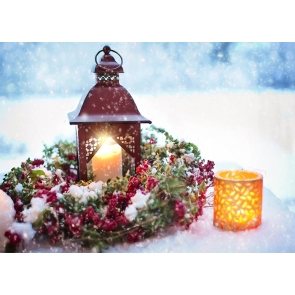 Candlelight In The Snow Christmas Party Backdrops Photo Booth Photography Background