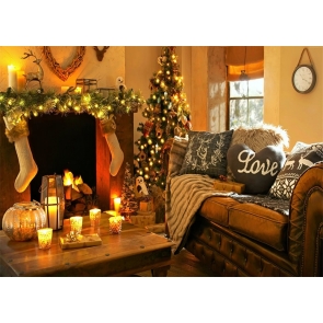 Retro Fireplace Christmas Party Decoration Photography Background