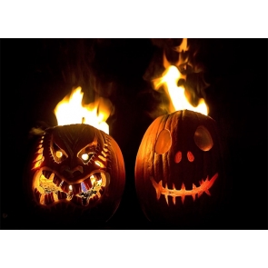 Scary Flame Pumpkin Theme Halloween Photo Backdrop Party Photography Background