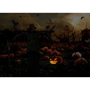 Dark Night Scary Pumpkin Halloween Party Backdrop Decoration Prop Background