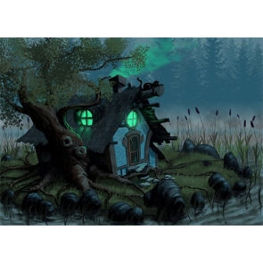 Fairy Tale World Witch Wood House Halloween Backdrop Studio Photography Background
