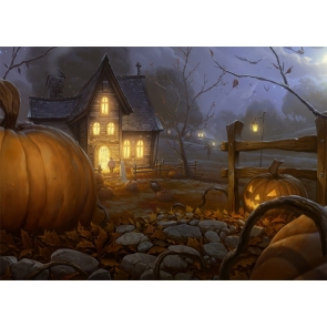 Pumpkin Wood House Halloween Backdrop Studio Photography Background