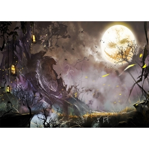 Forest Under The Scary Moon Halloween Party Backdrop Studio Photography Background Prop