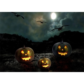 Under The Full Moon Scary Dark Pumpkin Halloween Party Backdrop Studio Photography Background