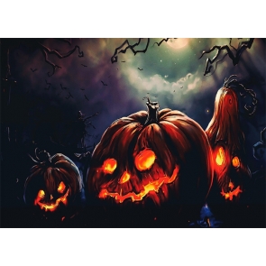 Dark Forest Scary Pumpkin Theme Halloween Backdrop Stage Party Photography Background