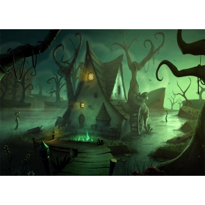 Scary Forest Tree House Halloween Backdrop Studio Stage Photography Background