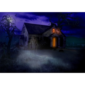 Dark Night Terror Ghost Wood House Halloween Party Backdrop Studio Stage Photography Background