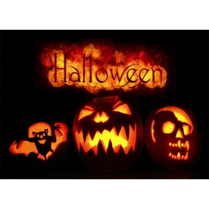 Dark Night Flame Candlelight Pumpkin Theme Halloween Party Backdrop Photography Background