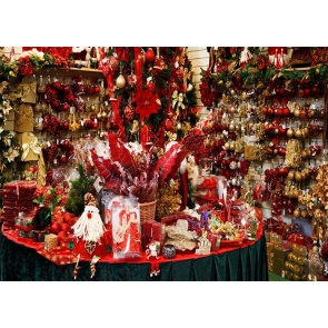 Santa's Workshop Gift Shop Christmas Backdrop Stage Photography Background