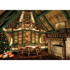 Fairy Tale World Wonderland Wood House Indoor Christmas Stage Backdrops Photo Booth Photography Background