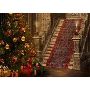 Retro Medieval Building Ladder Christmas Stage Backdrops Photo Booth Photography Background