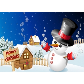 Cute Cartoon Snowman Christmas Party Backdrop Photo Booth Photography Background