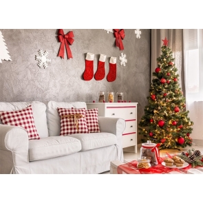 Indoor Living Room Christmas Tree Backdrop Stage Photo Booth Photography Background