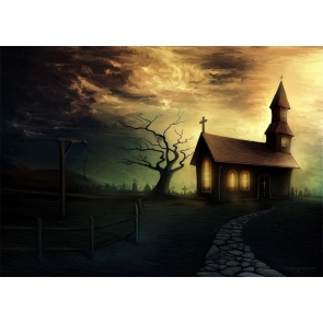 Church Cemetery Backdrop Halloween Party Studio Stage Photography Background