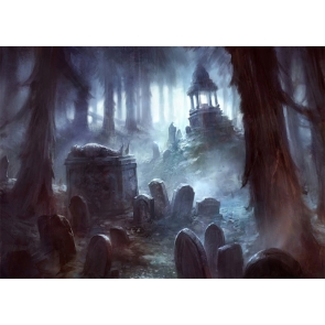 Scary Terrifying Cemetery Graveyard Halloween Party Backdrop Studio Stage Photography Background