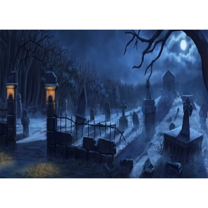 Dark Terrifying Forest Scary Cemetery Graveyard Backdrop Halloween Party Photography Background