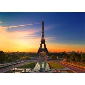 In The Sunset Paris Eiffel Tower Backdrop Party Studio Photography Background