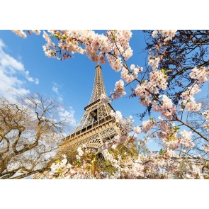 Cherry Blossoms Paris Eiffel Tower Backdrop Studio Stage Photography Background