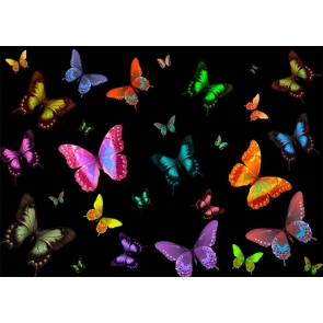 Personalized Black Background Colorful Butterfly Backdrop Studio Party Photography Prop