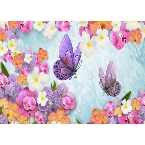 Colorful Flower Butterfly Backdrop Baby Shower Wedding Party Photography Background