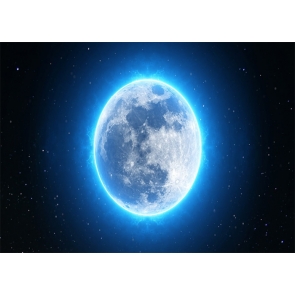 Blue Light Full Moon Backdrop Party Stage Studio Photography Background