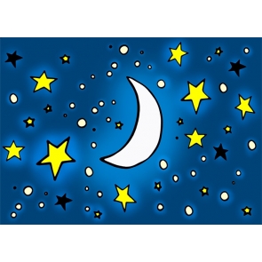 Cartoon Cute Moon And Stars Photo Backdrop Baby Shower Party Photography Background