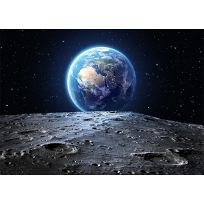Blue Earth Moon Surface Backdrop Party Studio Stage Photography Background