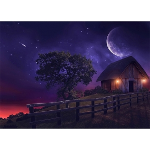 Under The Moon Wood House Halloween Party Backdrop Stage Photography Background