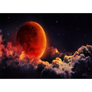 On Cloud Red Large Full Moon Backdrop Party Stage Studio Photography Background