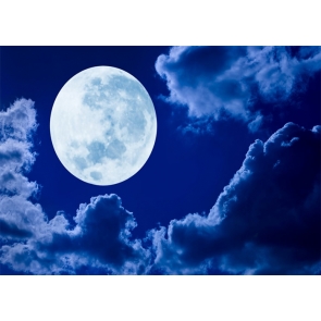 At Night Bright Full Moon Backdrop Party Stage Studio Photography Background