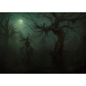 Under The Moon Terror Dark Forest Scary Dryad Halloween Backdrop Party Stage Photography Background