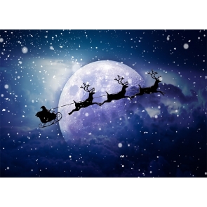 Snowflake Santa Sleigh Flying On The Moon Christmas Party Backdrop Stage Photo Booth Photography Background