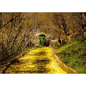 Autumn Forest Yellow Brick Road Backdrop Stage Party Photography Background 